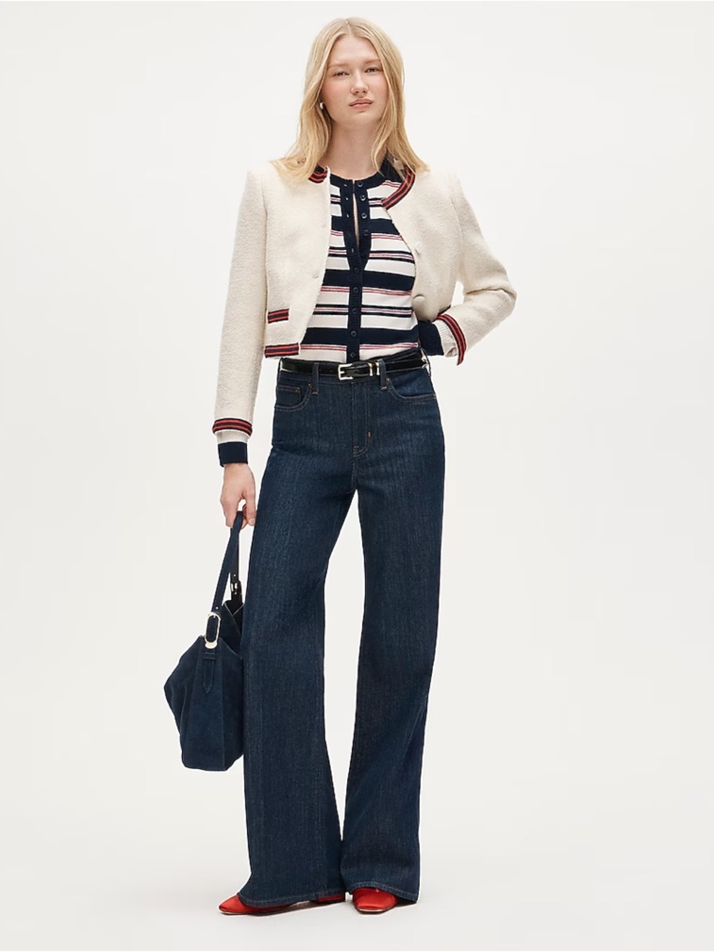 J.Crew Tall Wide-Leg Denim Trouser Jean in Rinse Wash Size 29T
